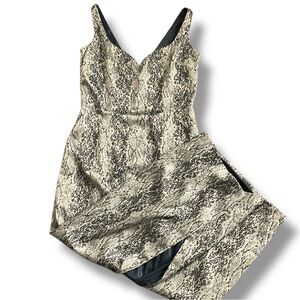 Cache Beaded Snakeskin Print Cocktail Dress